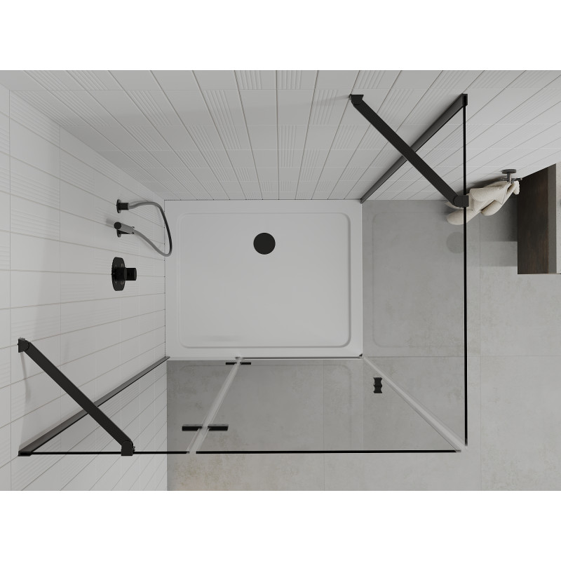 Mexen Roma отваряема душ кабина 80 x 120 см, прозрачна, черна + тава Flat, бяла