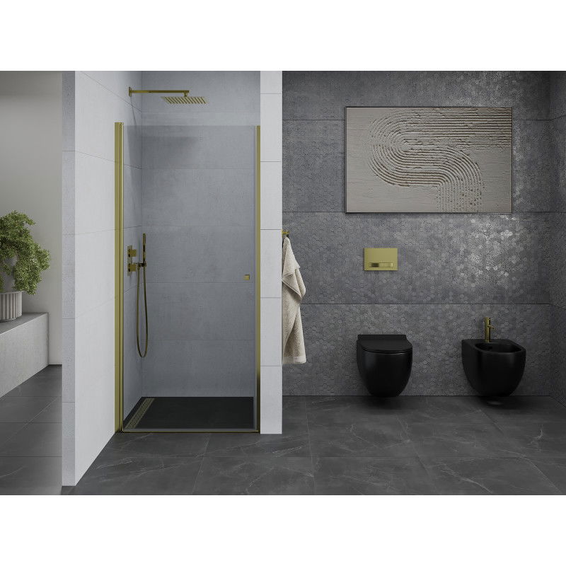 Mexen Pretoria врата за душ кабина, отваряеми, 70 см, прозрачни, златни - 852-070-000-50-00