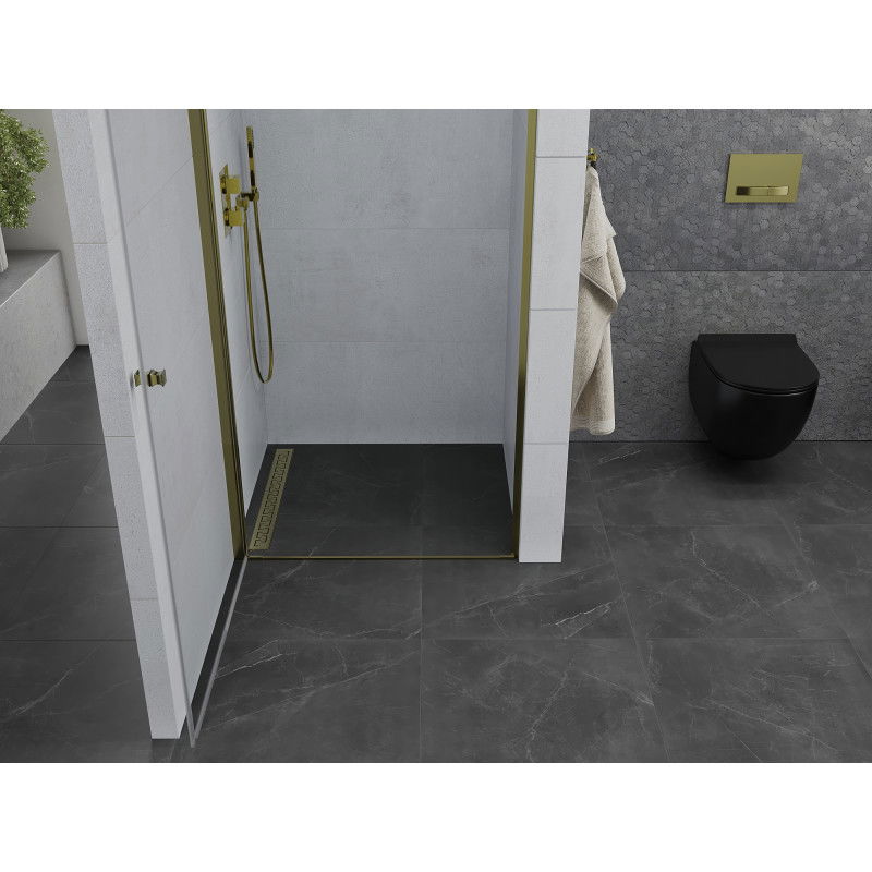 Mexen Pretoria отваряща се врата за душ 80 см, прозрачна, златиста - 852-080-000-50-00