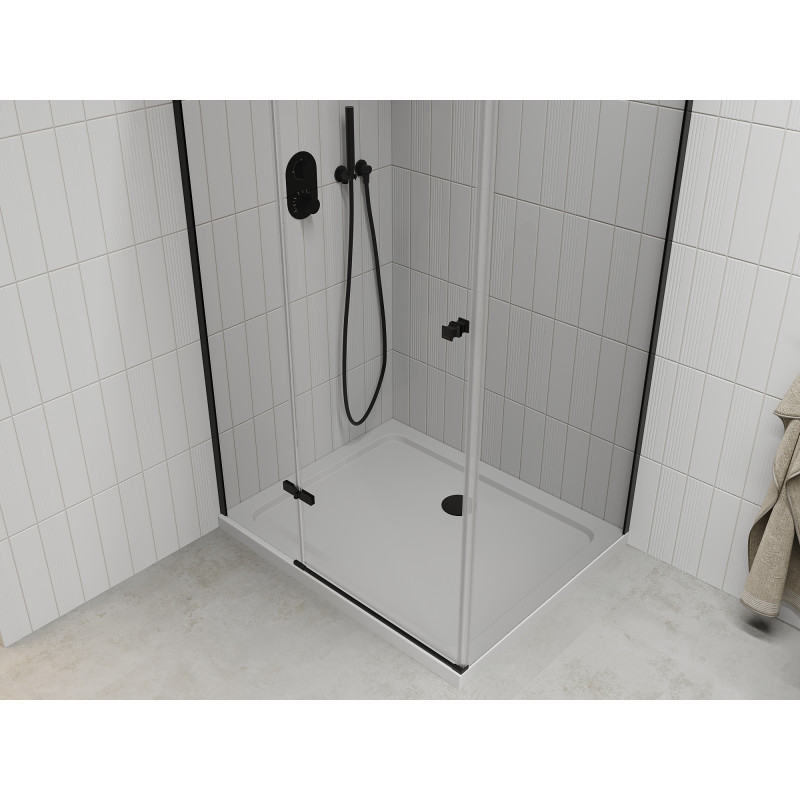 Mexen Roma душ кабина с отваряща се врата 90 x 80 см, прозрачна, черна +