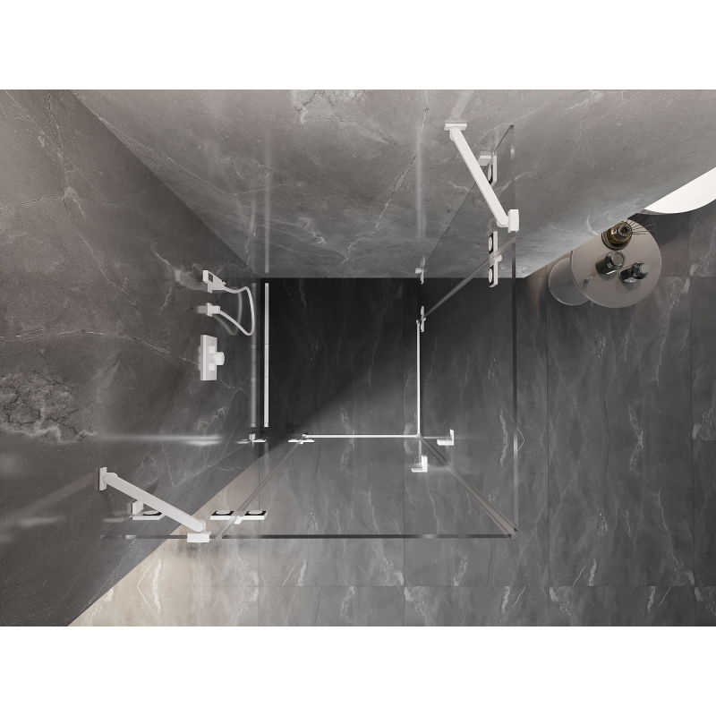 Mexen Lunar Duo душ кабина с отварящи се врати 85 x 85 см, прозрачна, бяла - 834-085L-085P-20-00