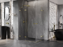 Mexen Lunar Duo душ кабина с отварящи се врати 85 x 80 см, прозрачна, златна - 834-085L-080P-50-00