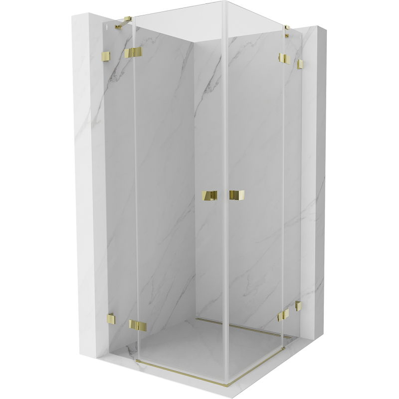 Mexen Lunar Duo душ кабина отваряема 85 x 85 см, прозрачна, златна - 834-085L-085P-50-00