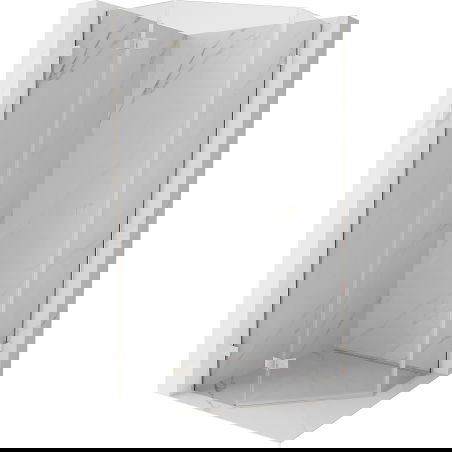 Mexen Lunar петстенна душ кабина с панта отляво 90 x 90 см, прозрачна, четкан никел - 831-090L-090P-97-00-L