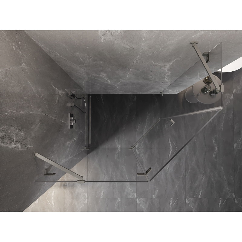 Mexen Lunar петстенна душ кабина с врата наляво 100 x 80 см, прозрачна, четкан