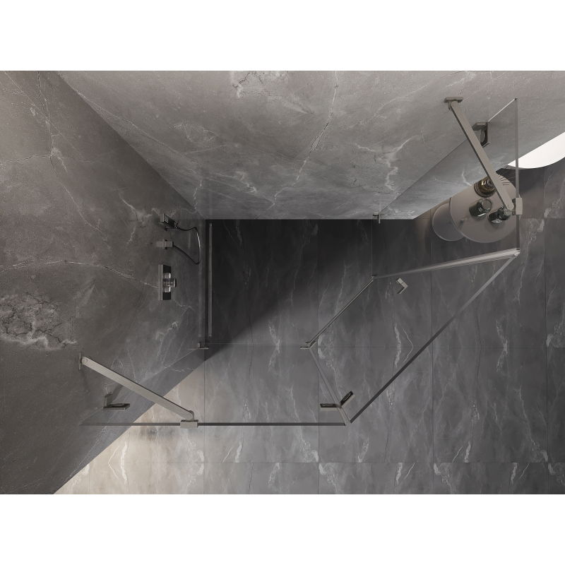 Mexen Lunar петостенна душ кабина с врата наляво 100 x 90 см, прозрачна, с матов никел - 831-100L-090P-97-00-L