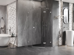 Mexen Lunar петстенна душ кабина с отваряеми врати, дясна 80 x 80 см, прозрачна, хром - 831-080P-080L-01-00-P