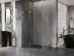 Mexen Lunar Duo душ кабина с врати 120 x 100 см, прозрачна, златна - 834-120L-100P-50-00