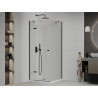 Mexen Roma люлееща се душ кабина 100 x 100 см, прозрачна, черна + тава Flat, бяла