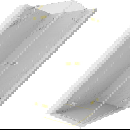 Mexen Lunar Duo душ кабина със завес 85 x 85 см, прозрачна, златна матова - 834-085L-085P-55-00