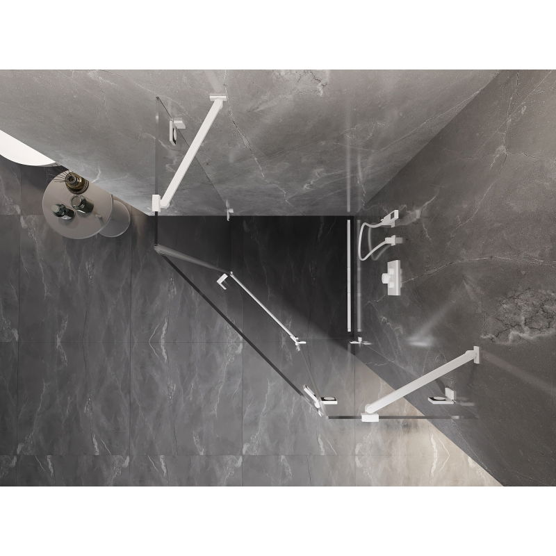 Mexen Lunar петстенна душ кабина с врата на панти, дясна, 90 x 90 см, прозрачна, бяла - 831-090P-090L-20-00-P