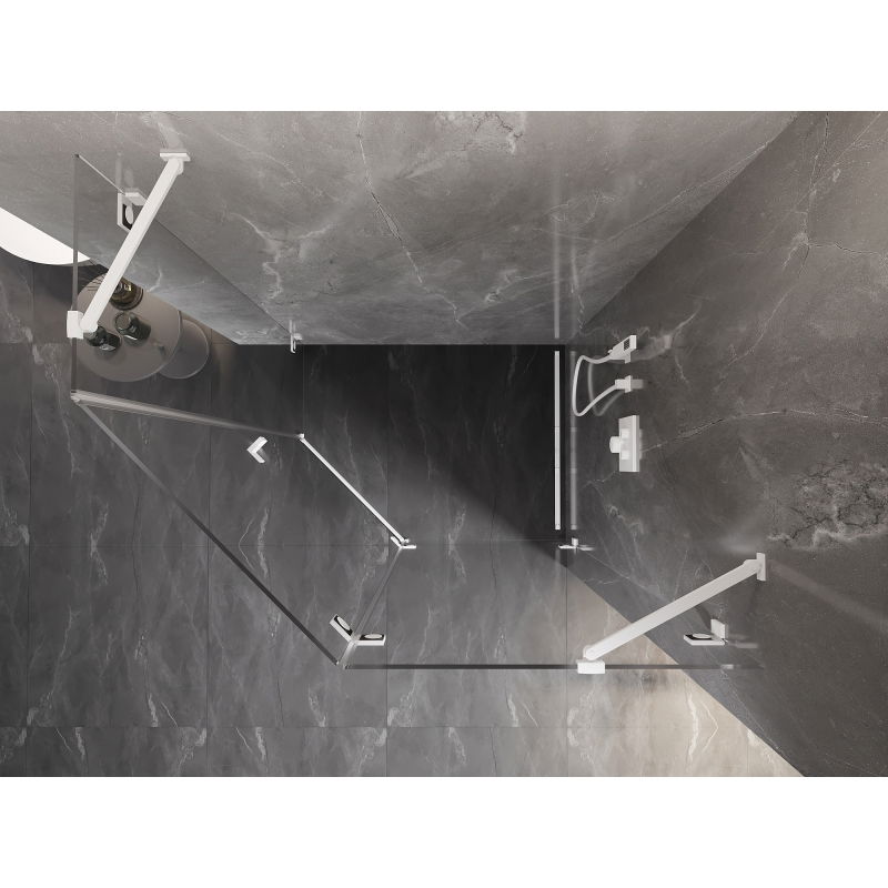 Mexen Lunar петоъгълна душ кабина с врата, дясна, 100 x 90 см, прозрачна, бяла - 831-100P-090L-20-00-P