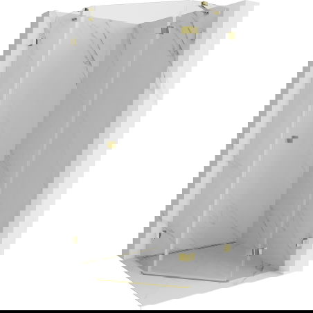 Mexen Lunar петостенна душ кабина с врата, дясна, 90 x 90 см, прозрачна, златна - 831-090P-090L-50-00-P