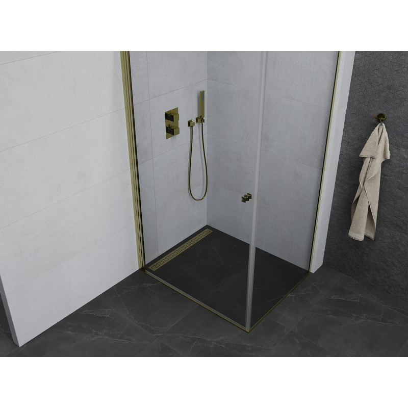 Mexen Pretoria люлееща се душ кабина 80 x 70 см, прозрачен, златен - 852-080-070-50-00