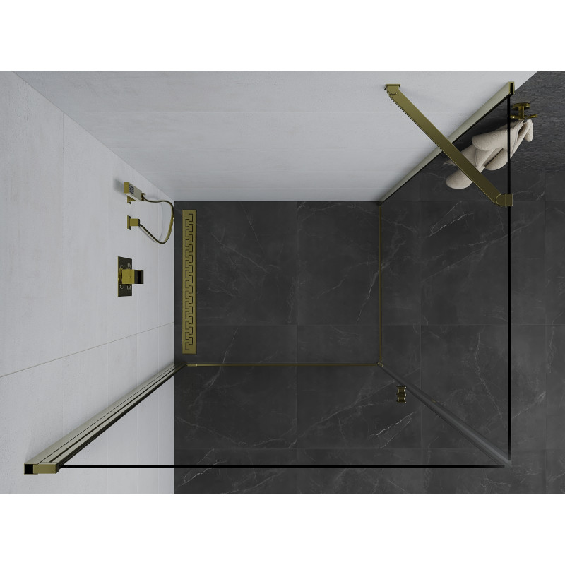 Mexen Pretoria отваряща се душ кабина 80 x 90 см, прозрачна, златна - 852-080-090-50-00