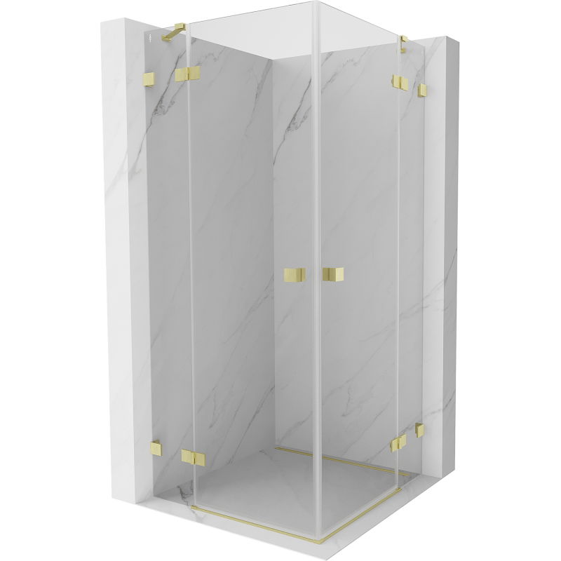 Mexen Lunar Duo сгъваема душ кабина 115 x 115 см, прозрачна, четка златиста - 834-115L-115P-55-00
