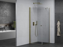 Mexen Pretoria душ кабина хенг 90 x 90 см, прозрачна, златна - 852-090-090-50-00
