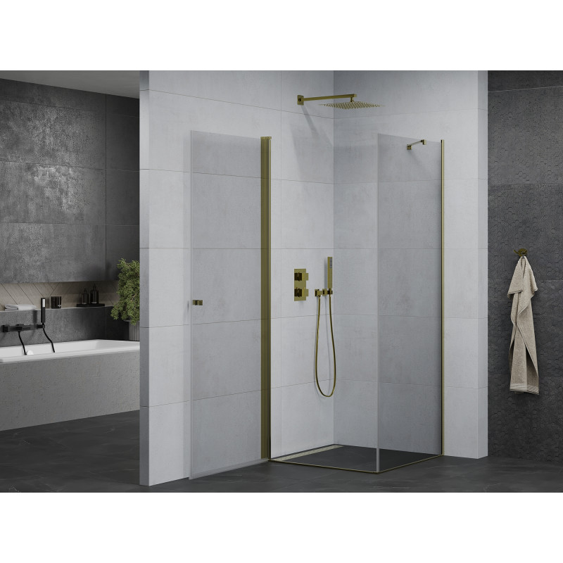 Mexen Pretoria оборудвана душ кабина 90 x 90 см, прозрачна, златна - 852-090-090-50-00