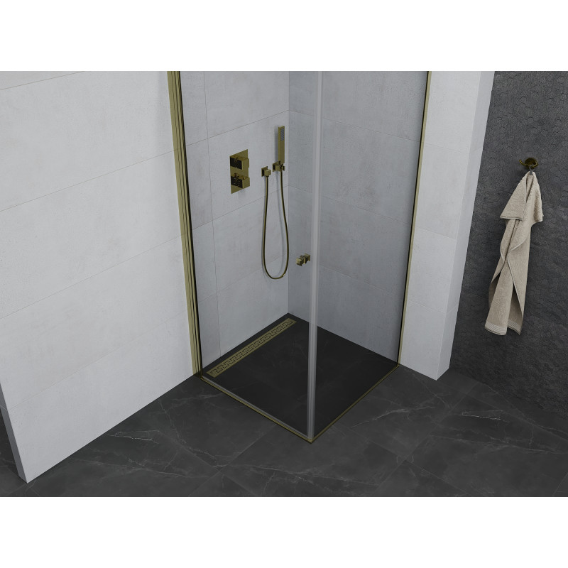 Mexen Pretoria оборудвана душ кабина 90 x 90 см, прозрачна, златна - 852-090-090-50-00