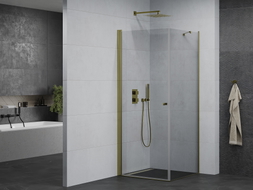 Mexen Pretoria сгъваема душ кабина 80 x 80 см, прозрачна, златна - 852-080-080-50-00
