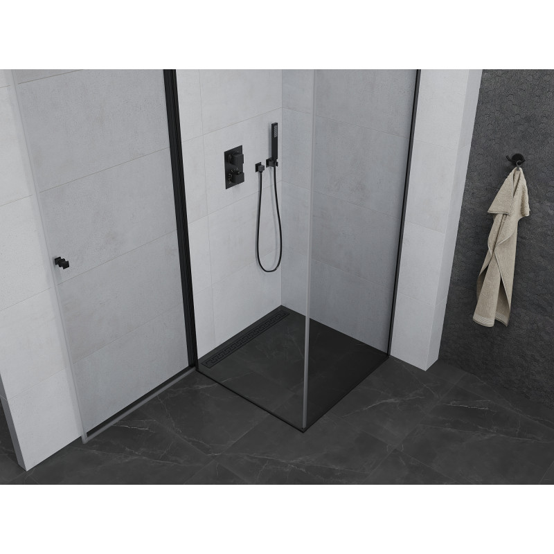 Mexen Pretoria подаваща се душ кабина 80 x 80 см, прозрачна, черна - 852-080-080-70-00