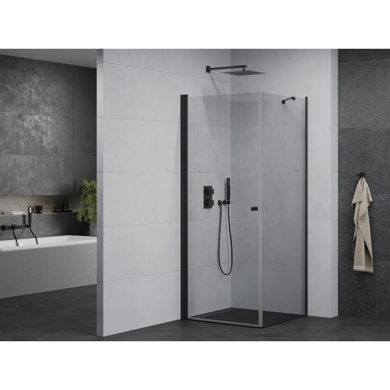 Mexen Pretoria подаваща се душ кабина 80 x 80 см, прозрачна, черна - 852-080-080-70-00