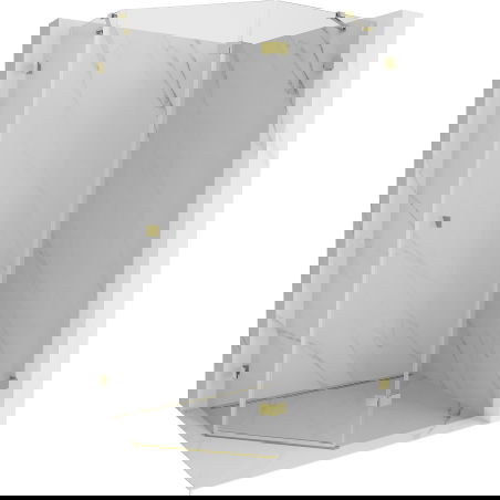 Mexen Lunar петоъгълна душ кабина, отваряема врата, дясна, 100 x 90 см, прозрачна, златиста - 831-100P-090L-50-00-P