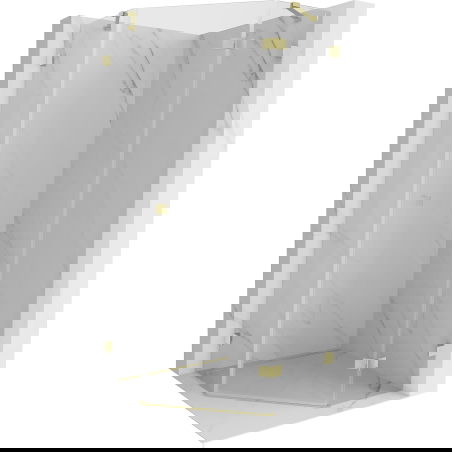 Mexen Lunar петстенна душ кабина с панти дясна 90 x 90 см, прозрачна, златна матирана - 831-090P-090L-55-00-P