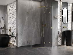 Mexen Lunar петостенна душ кабина с врата вдясно 100 x 100 см, прозрачна,