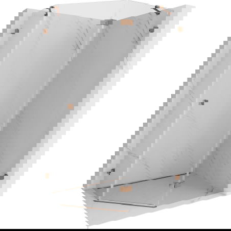 Mexen Lunar петостенна душ кабина с врата отдясно 90 x 80 см, прозрачна, розово злато - 831-090P-080L-60-00-P