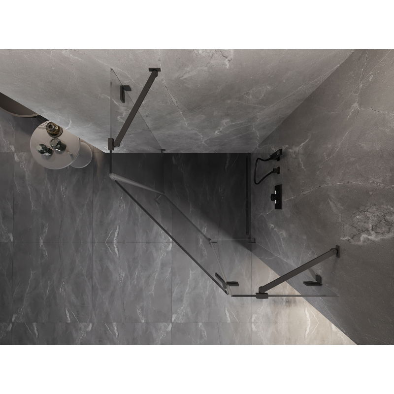 Mexen Lunar петстенна душ кабина дясна отваряема 90 x 90 cm, прозрачна, gun metal - 831-090P-090L-95-00-P