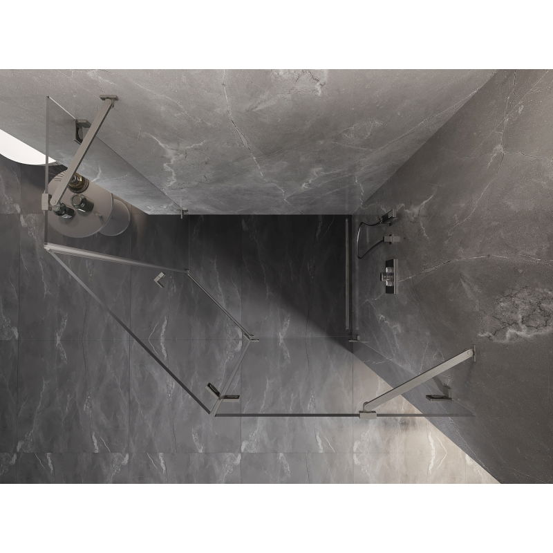 Mexen Lunar петоъгълна душ кабина, отваряема врата, дясна 100 x 80 cm, прозрачна, четкан никел - 831-100P-080L-97-00-P