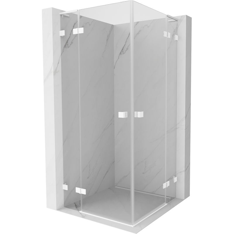 Mexen Lunar L Duo душ кабина с отварящи се врати 100 х 100 см, прозрачна, бяла - 834L-100L-100P-20-00