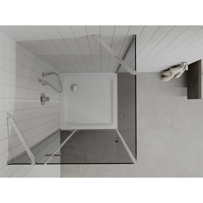 Mexen Roma отваряща се душ кабина 80 x 80 см, графит, хром + поддушник Flat, бял