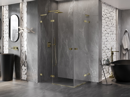 Mexen Lunar L Duo душ кабина с врата 110 x 85 cm, прозрачна, златна - 834L-110L-085P-50-00