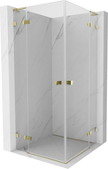 Mexen Lunar L Duo душ кабина с отварящи се врати 110 x 110 см, прозрачно стъкло, златна - 834L-110L-110P-50-00