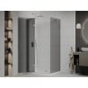 Mexen Roma накланяща се душ кабина 90 x 70 см, графит, хром + корито Flat, бял - 854-090-070-01-40-4010