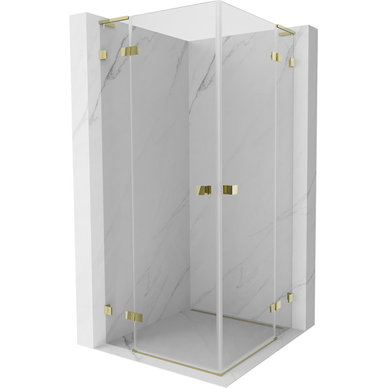 Mexen Lunar L Duo душ кабина отваряема 120 x 120 см, прозрачна, златна - 834L-120L-120P-50-00