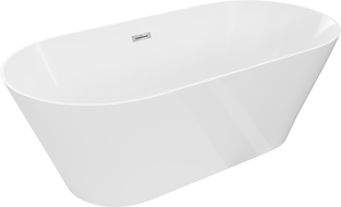 Mexen Luna Slim свободно стояща вана 170 x 75 см, бяла, хромиран преливник - 52041707500-01