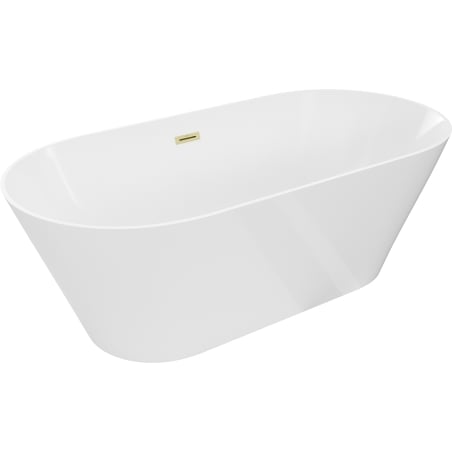Mexen Luna Slim свободностояща вана 170 x 75 cm, бяла, преливник златен матиран - 52041707500-55