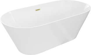 Mexen Luna Slim свободностояща вана 170 x 75 cm, бяла, преливник златен матиран - 52041707500-55