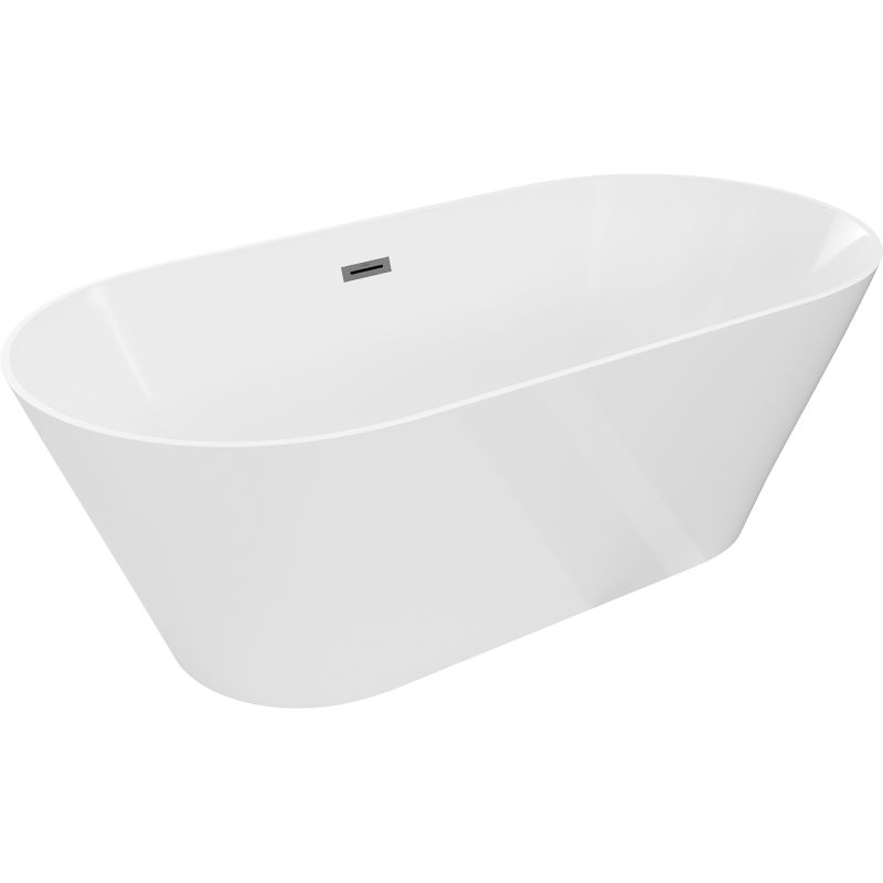 Mexen Luna Slim свободностояща вана 170 x 75 cm, бяла, преливник gun gray четкан - 52041707500-66