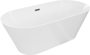 Mexen Luna Slim свободностояща вана 170 x 75 cm, бяла, преливник gun gray четкан - 52041707500-66