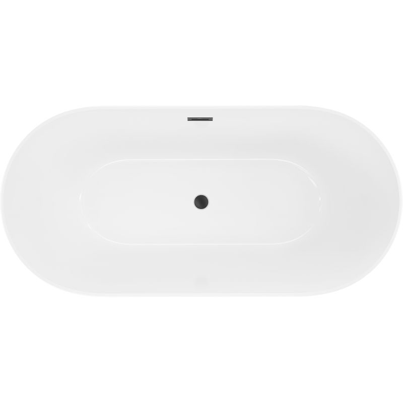 Mexen Luna Slim самостоятелна вана 170 x 75 cm, бяла, черен преливник - 52041707500-70