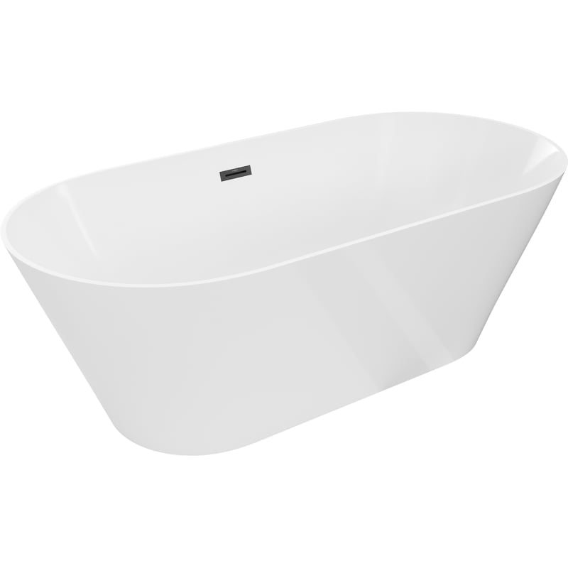 Mexen Luna Slim самостояща вана 170 x 75 cm, бяла, преливник черен - 52041707500-70