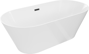 Mexen Luna Slim самостояща вана 170 x 75 cm, бяла, преливник черен - 52041707500-70