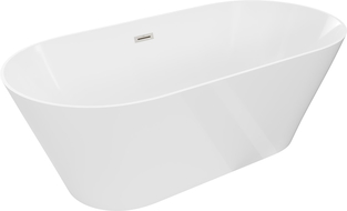Mexen Luna Slim свободно стояща вана 170 x 75 см, бяла, преливане матов никел - 52041707500-97