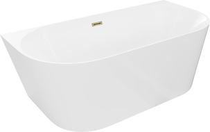 Свободностояща ovaлна вана Mexen Oval Slim 170 x 80 cm, бяла, златен преливник - 52661708000-50