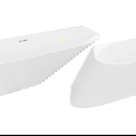 Mexen Oval Slim свободно стояща вана срещу стена 170 x 80 см, бяла, преливник златист четков - 52661708000-55