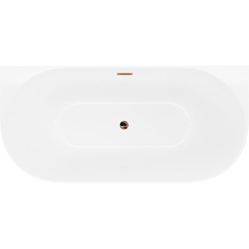 Mexen Oval Slim свободно стояща вана с монтаж към стена 170 x 80 см, бяла, преливник розово злато - 52661708000-60